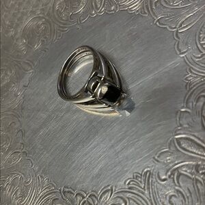 Silver Ring with Black Stone and turquoise